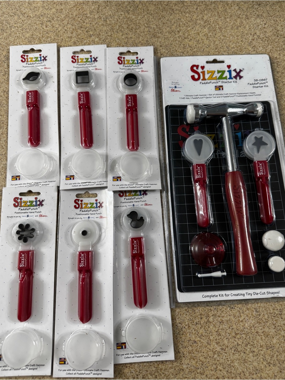 Sizzix PaddlePunch Starter Set 6‎ Extra Punches NEW Scrapbook Paper Crafts Cards